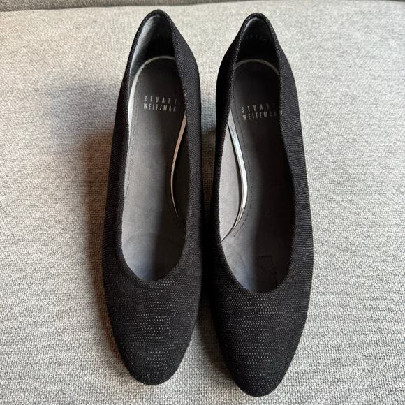 Stuart Weitzman Textured Kenna Black Leather Pump Classic Mature Women's 8.5 - Picture 2 of 12